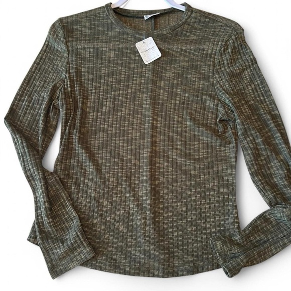 NWT Intimately Free People Aura Long Sleeve Top - Army Green, Size L - Picture 4 of 8